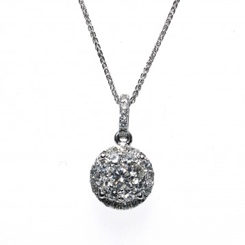 0.49 Cts. 14K White Gold Diamond Miracle Pendant With Halo